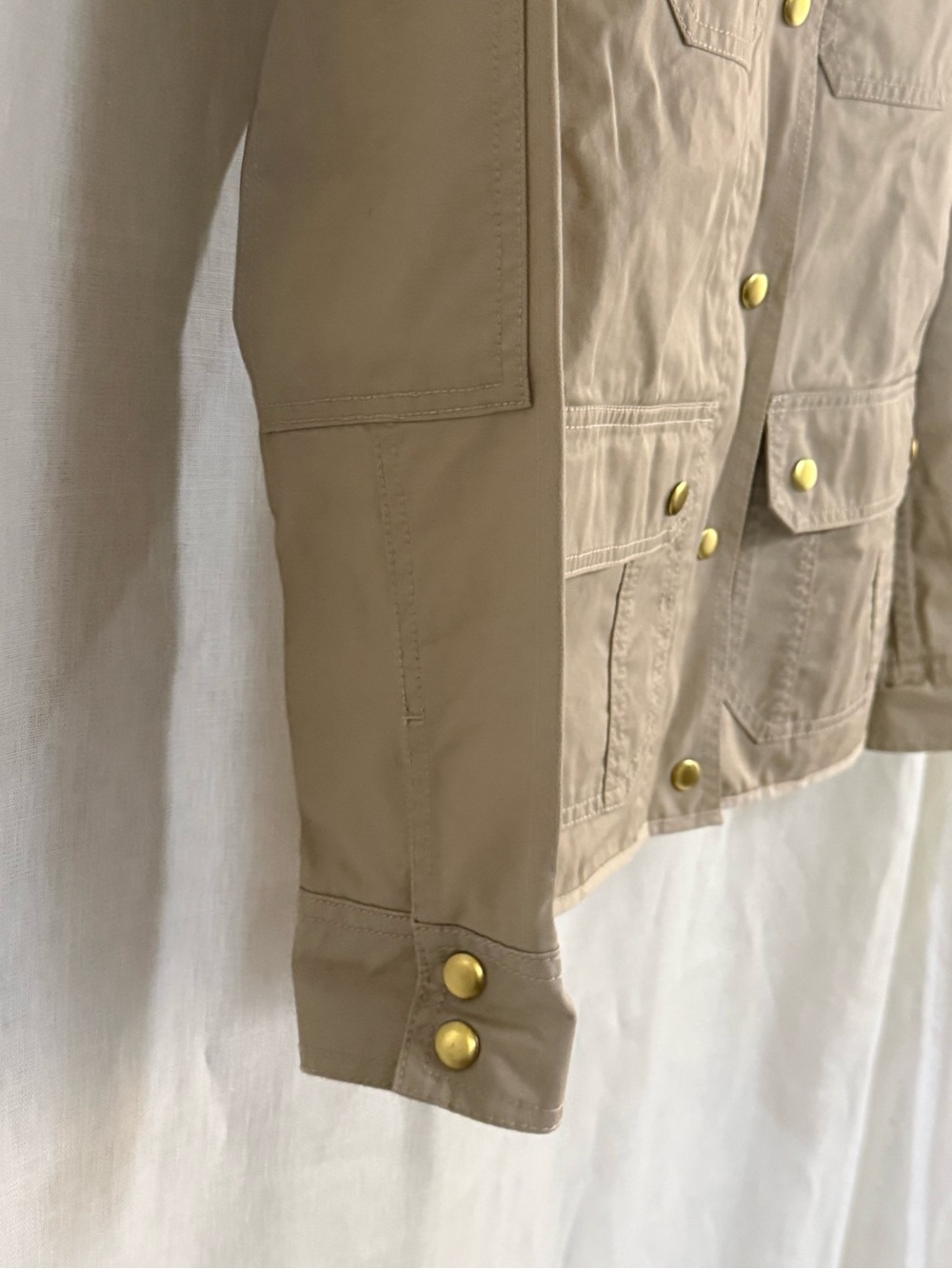 J.Crew Downtown Field Jacket XXS Khaki Beige Waxed Cotton Utility Safari Coat - Picture 5 of 13